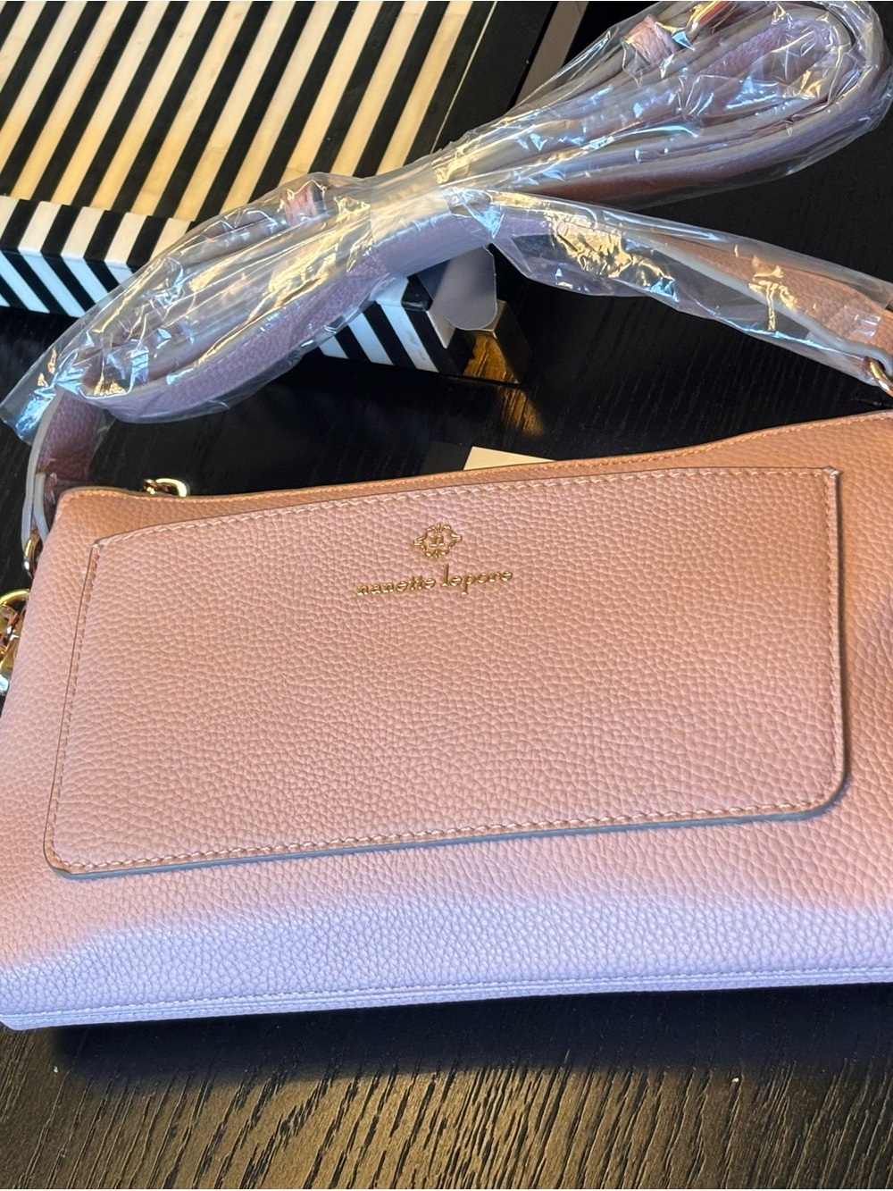 Nanette Lepore Blush Pink Pebbled Crossbody Bag